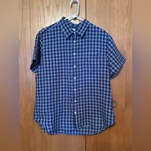 Gap Linen Blend Button Up Short Sleeve Shirt